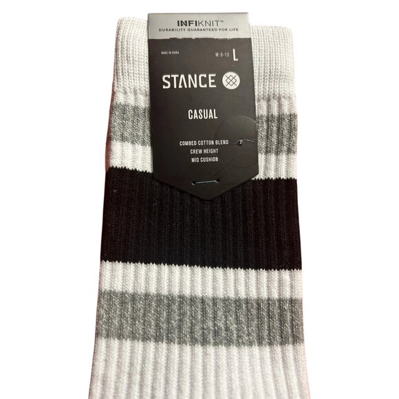 Stance Men's INFIKNIT Boyd ST Stripe Crew Socks White Black Grey L A556A20BOS - Picture 8 of 9